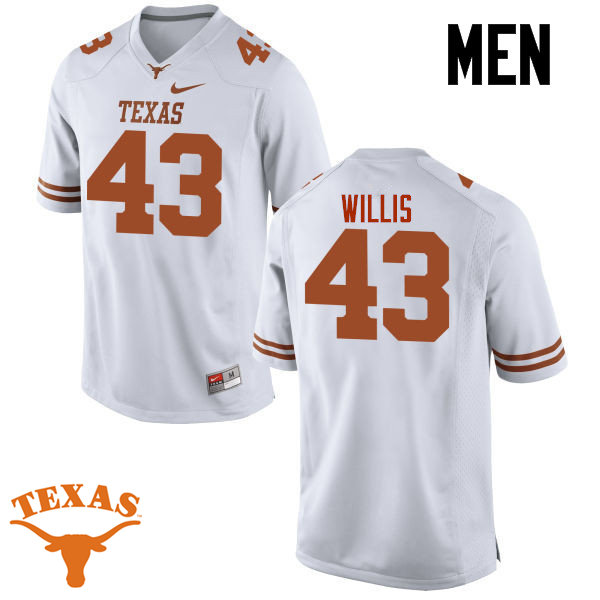 Men #43 Robert Willis Texas Longhorns College Football Jerseys-White